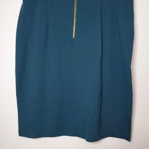 Jane and Mercer Women Green Skirt Sz 14 Pronounced Gold Back Zipper Stretch - Picture 6 of 10